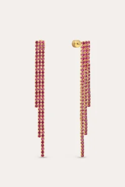Pendientes Riviere Triple Raspberry Baño Oro