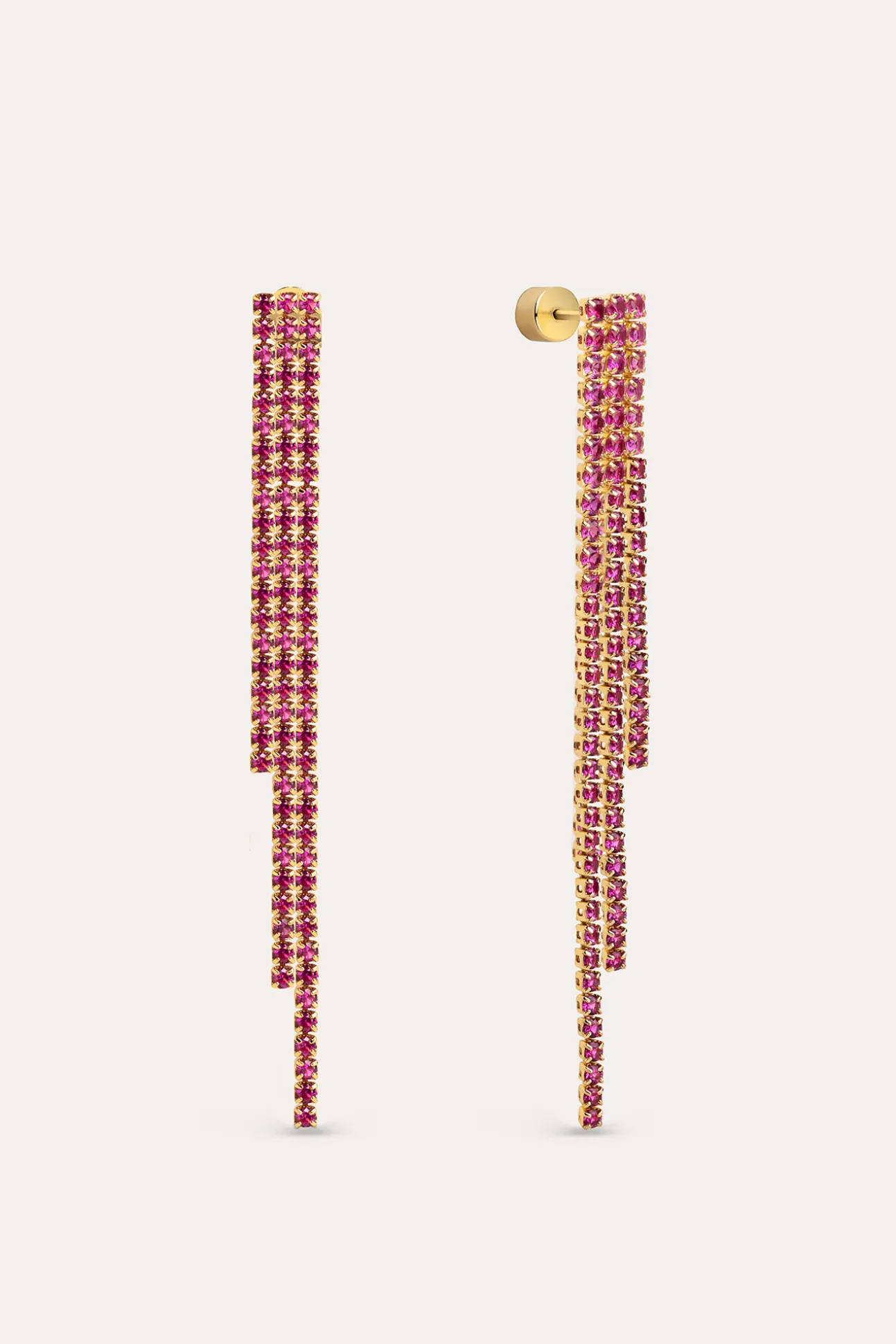 Pendientes Riviere Triple Raspberry Baño Oro