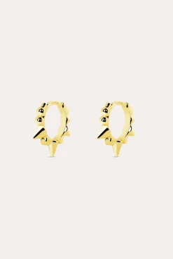 Pendientes Single Rolling Plata Baño Oro