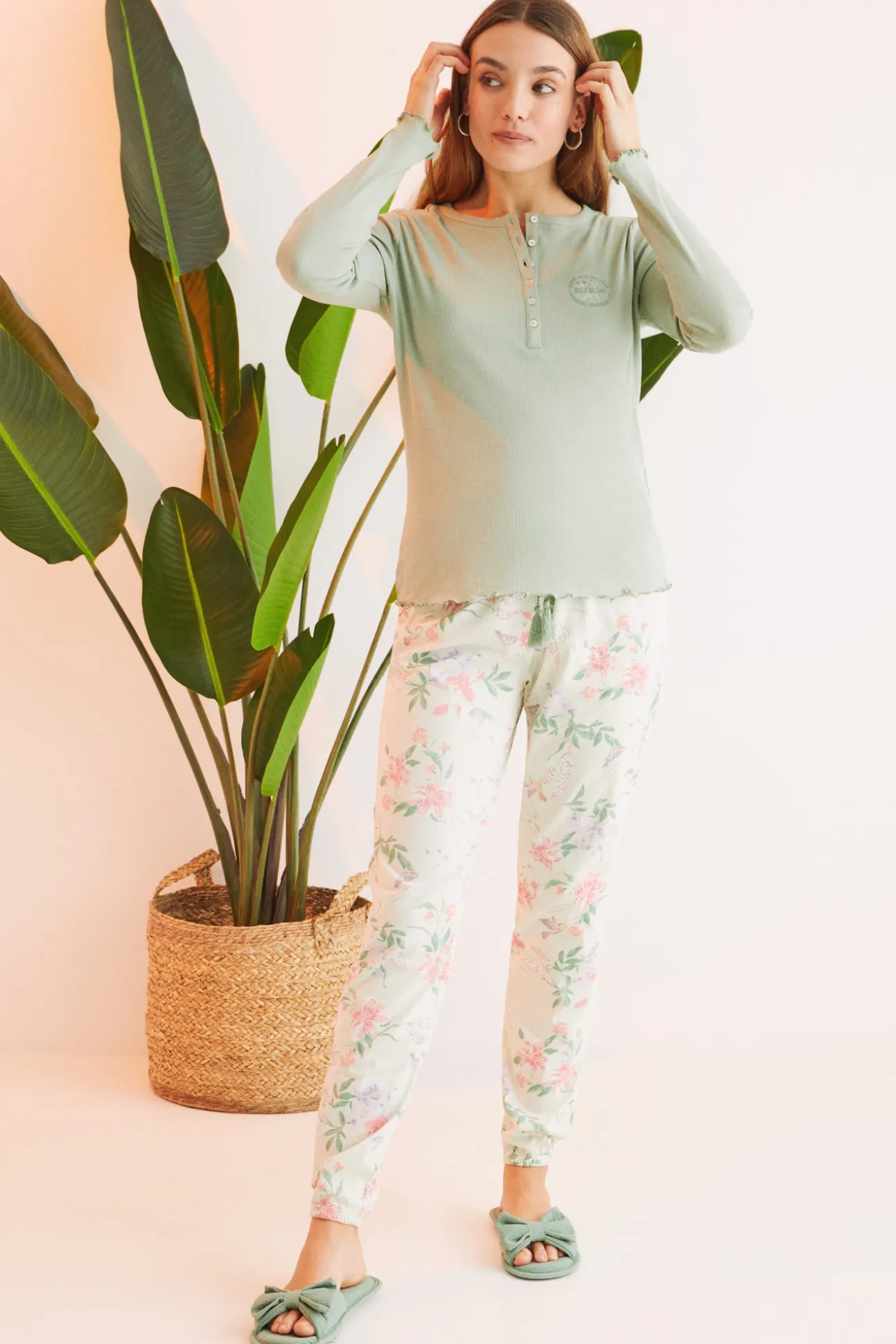 Pijama 100% Algodon Flores
