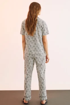 Pijama Camisero 100% Algodon Estampado Geometrico