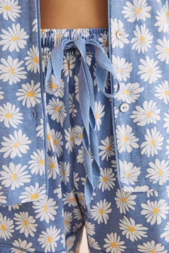 Pijama Camisero Corto 100% Algodon Snoopy Flores