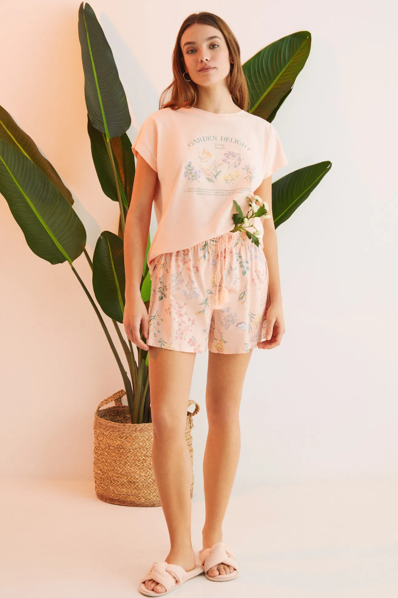 Pijama Corto 100% Algodon Flores