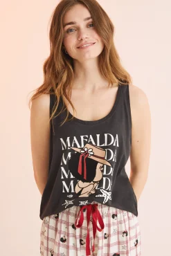 Pijama Corto 100% Algodon Mafalda Negro