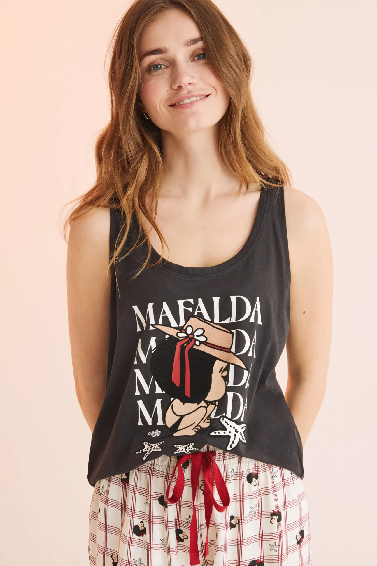 Pijama Corto 100% Algodon Mafalda Negro