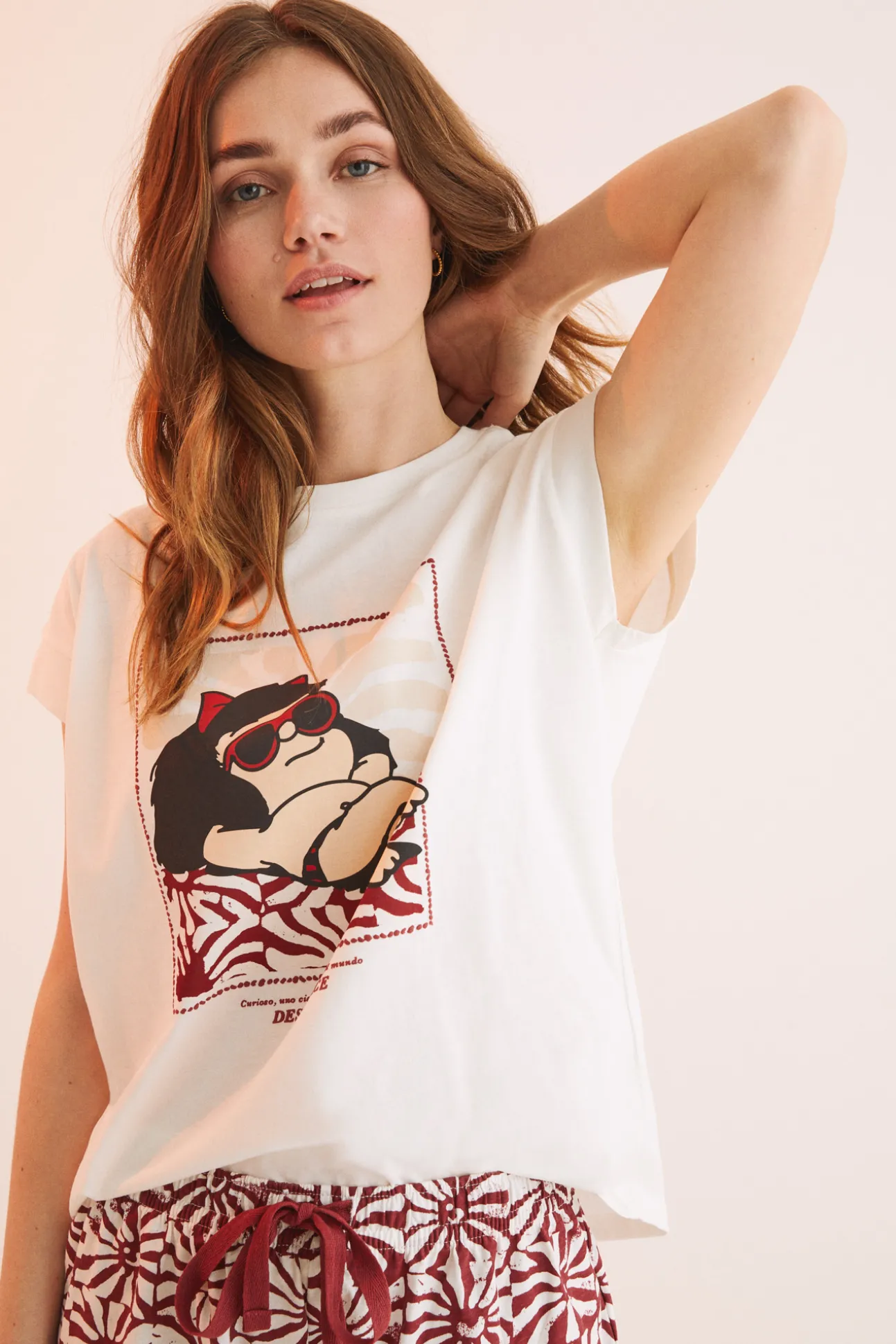 Pijama Corto 100% Algodon Mafalda Blanco