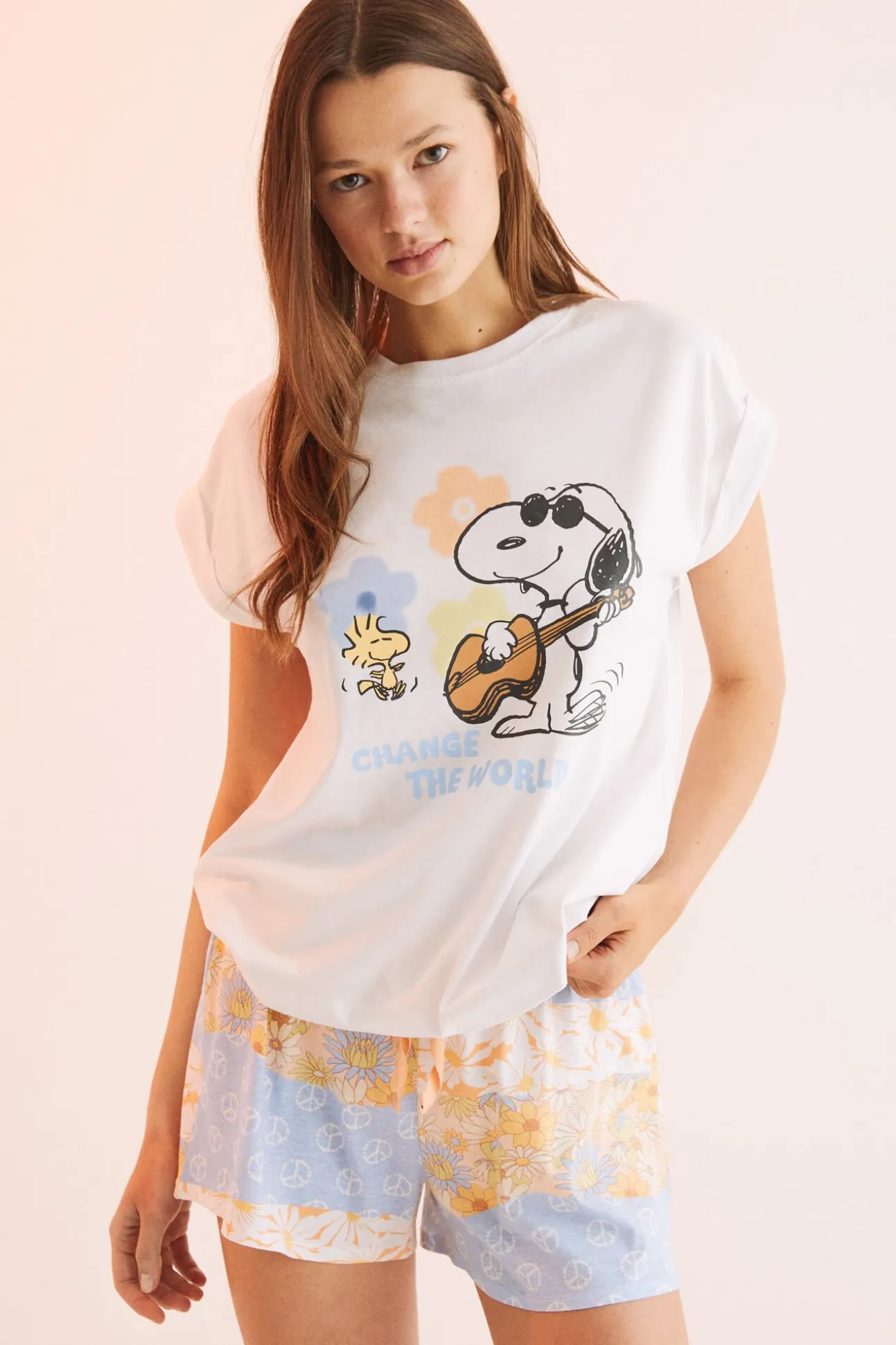 Pijama Corto 100% Algodon Snoopy Hippie