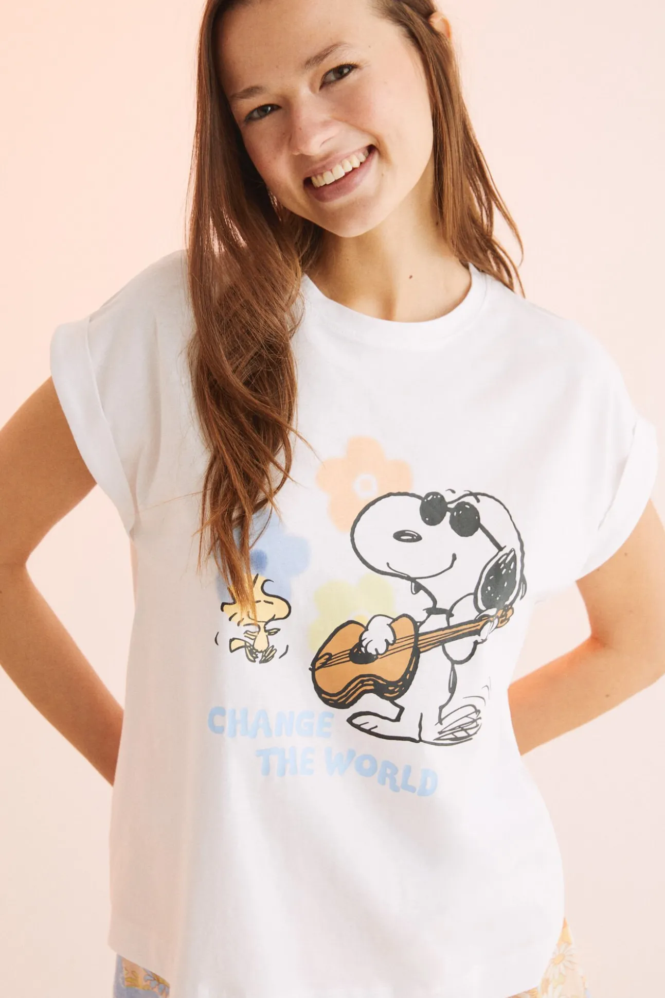 Pijama Corto 100% Algodon Snoopy Hippie