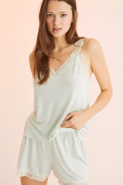 Pijama Corto Encaje Verde