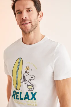 Pijama Corto Hombre 100% Algodon Snoopy Surf