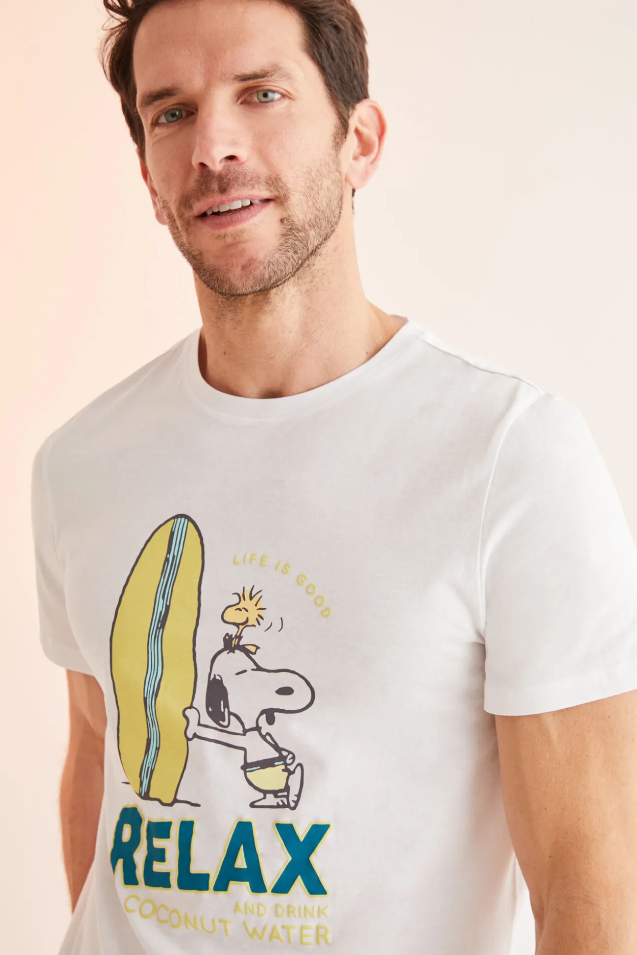 Pijama Corto Hombre 100% Algodon Snoopy Surf