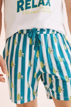 Pijama Corto Hombre 100% Algodon Snoopy Surf