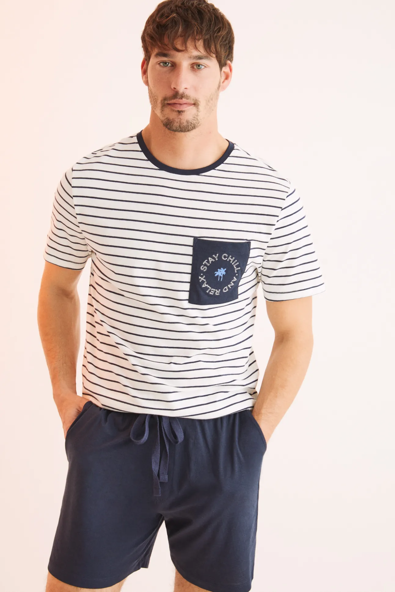 Pijama Corto Hombre Algodon Rayas