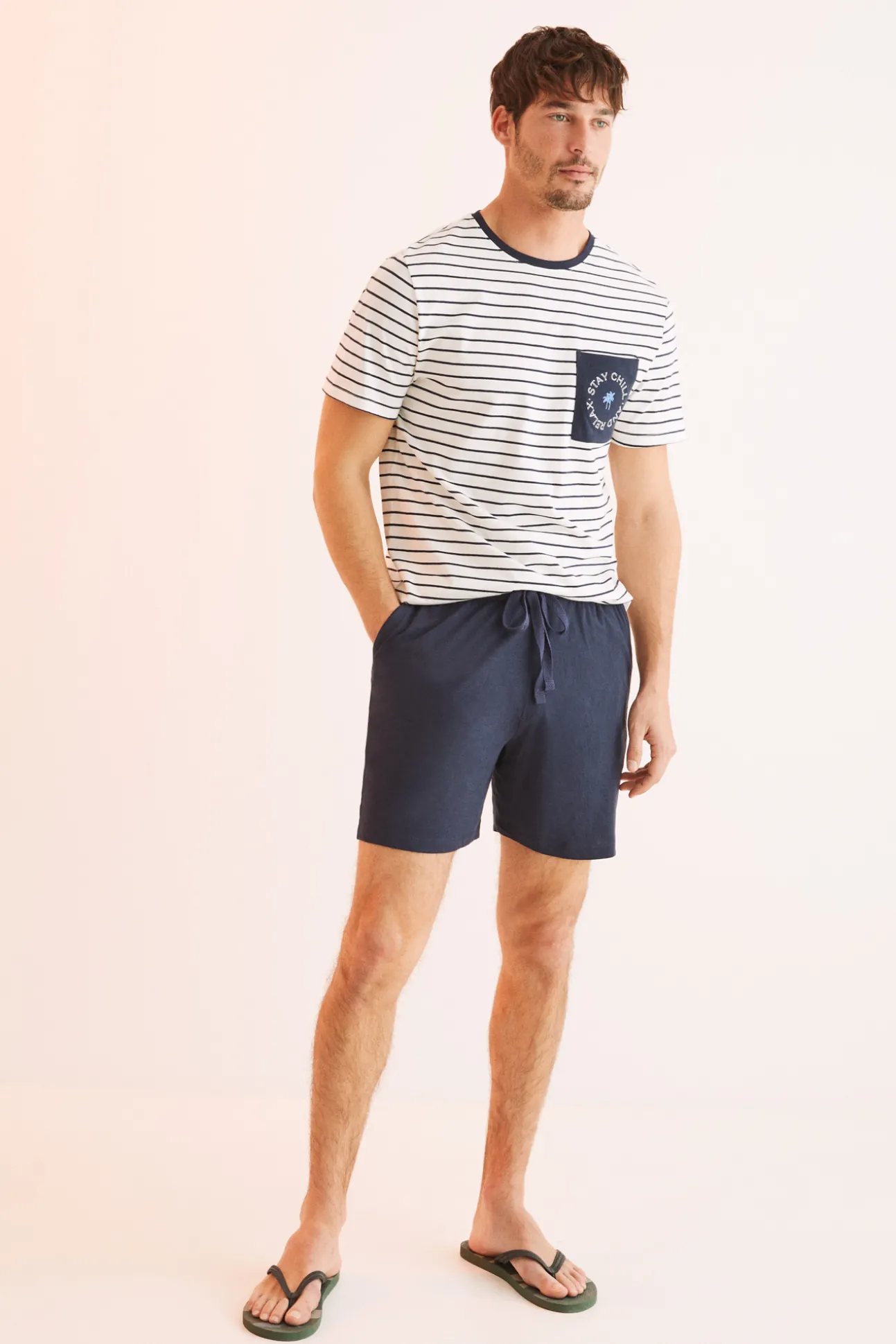 Pijama Corto Hombre Algodon Rayas