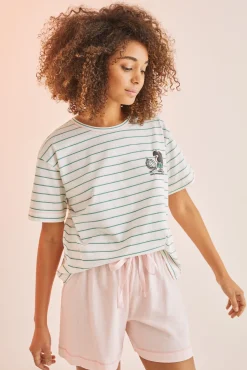 Pijama Corto Rayas Mafalda Rosa