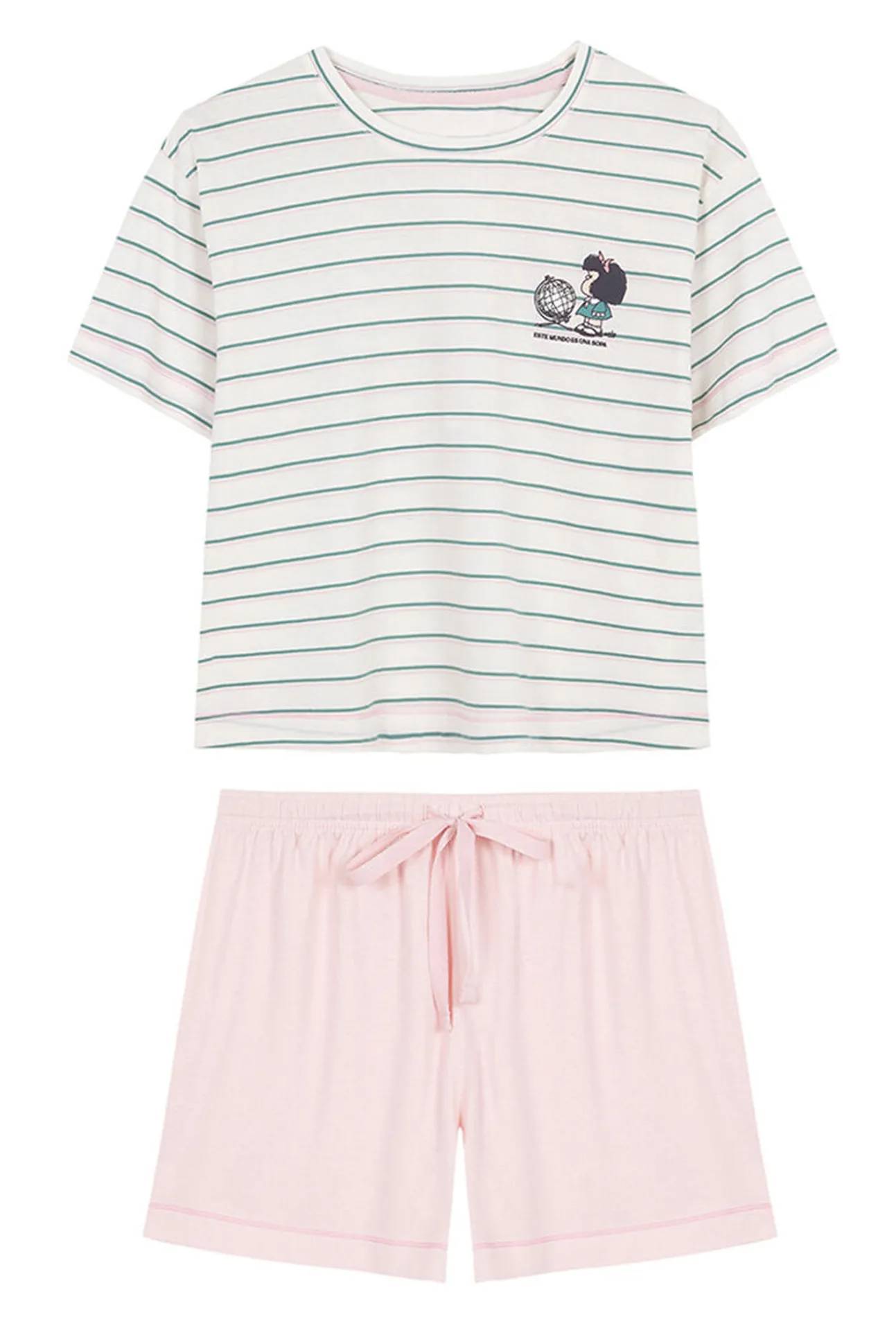 Pijama Corto Rayas Mafalda Rosa