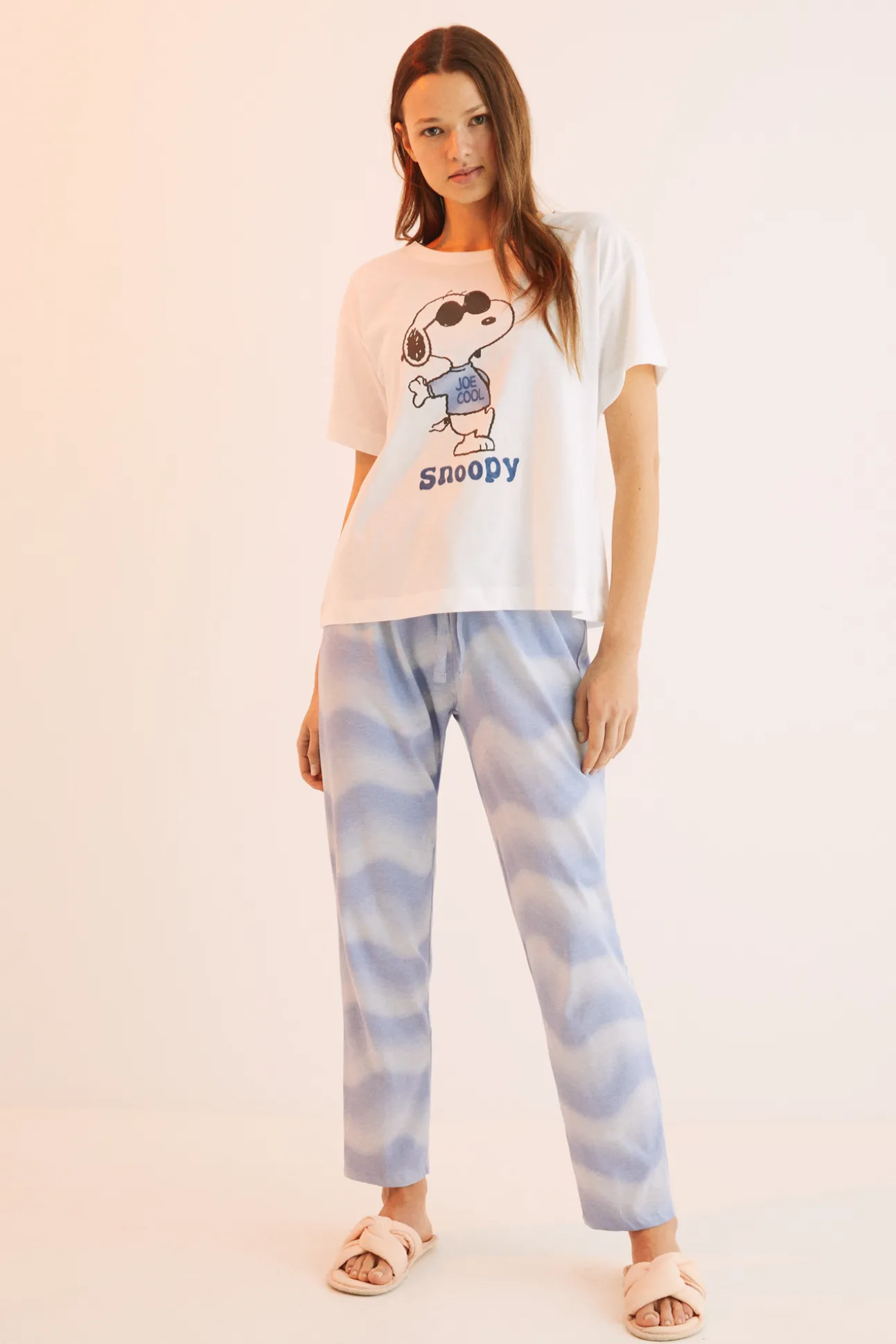 Pijama Largo 100% Algodon Snoopy Estampado