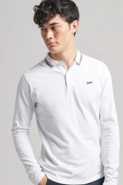 Polo De Manga Larga Con Ribete Y Logotipo Vintage Logo