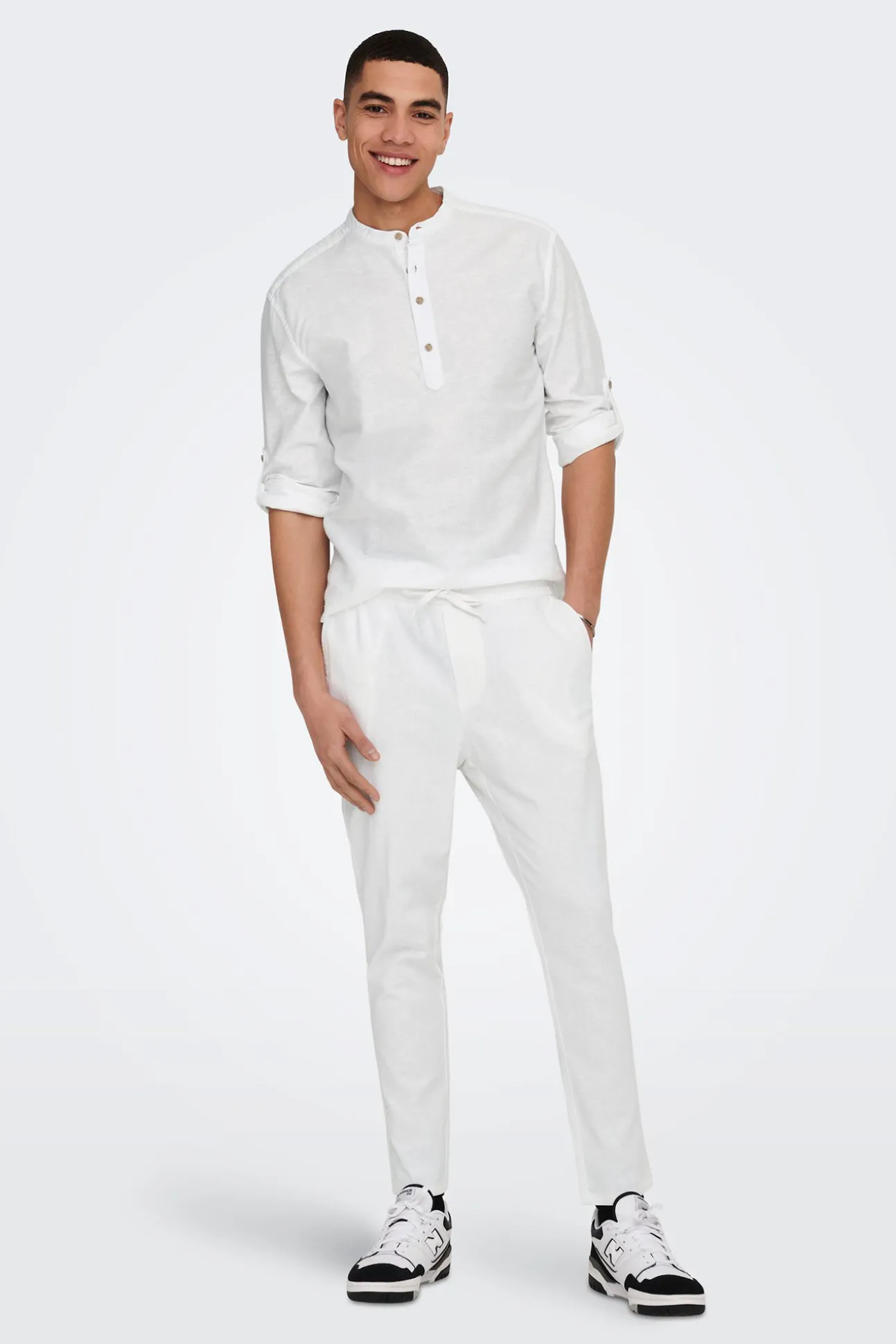 Polo Lino Cuello Mao