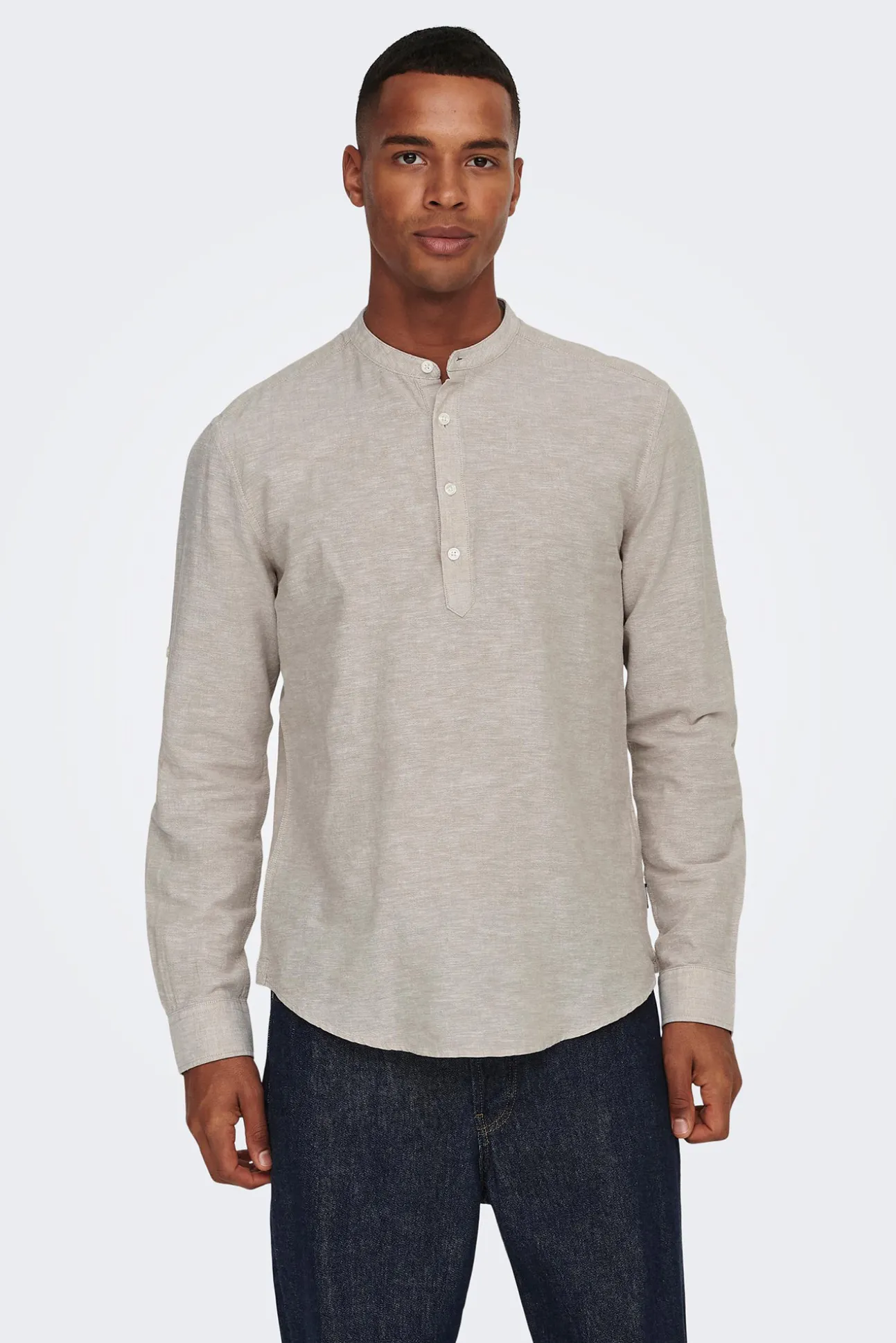 Polo Lino Cuello Mao