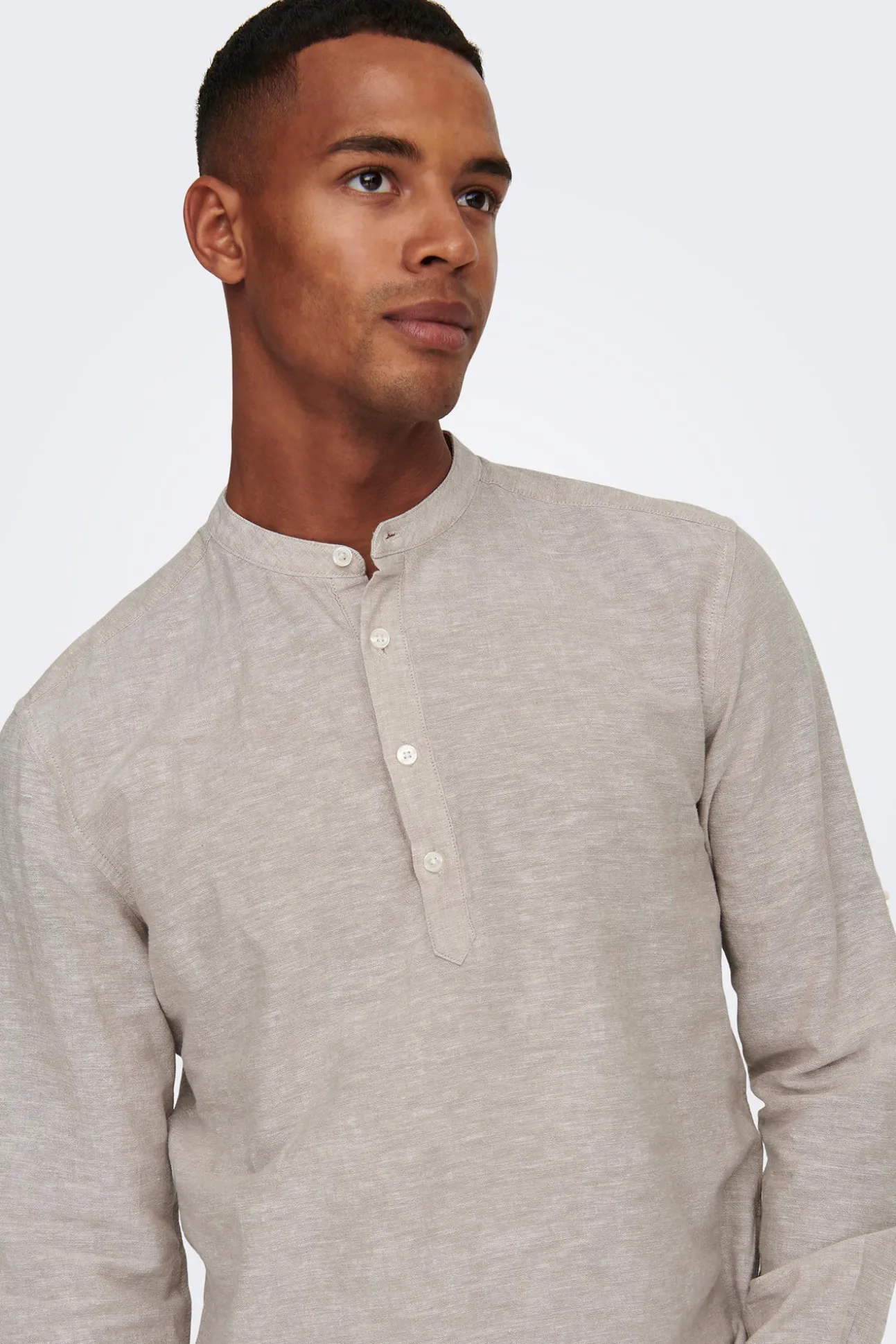 Polo Lino Cuello Mao