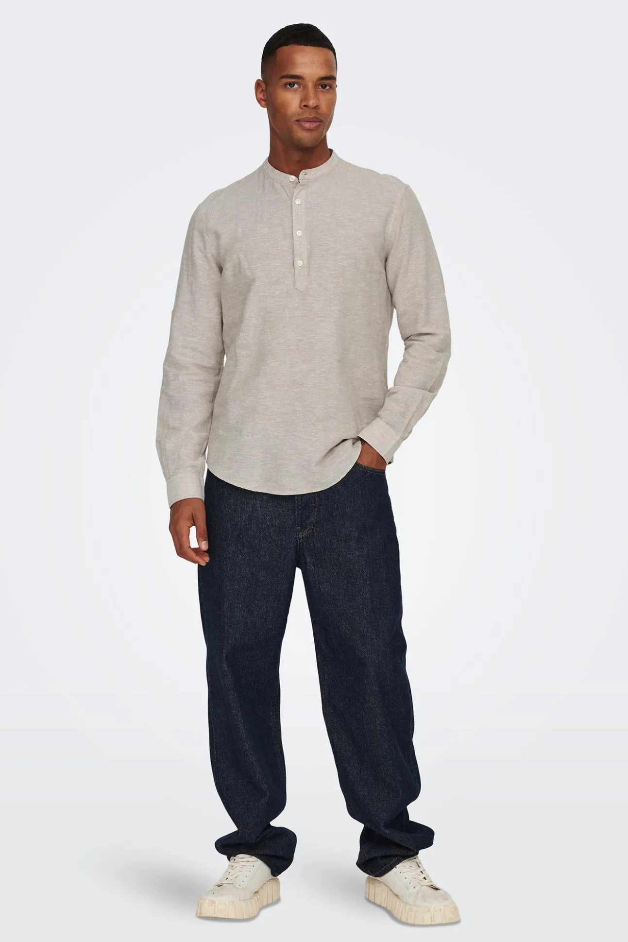 Polo Lino Cuello Mao