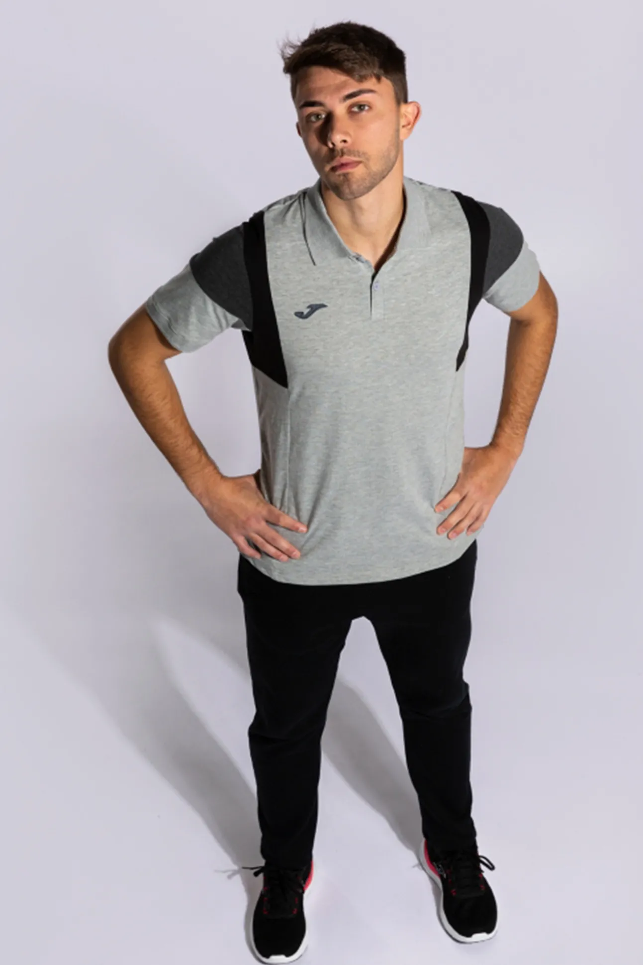 Polo Manga Corta Confort Gris Melange
