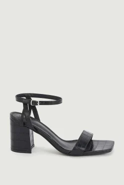 Sandalias De Tacon Efecto Cocodrilo