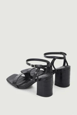 Sandalias De Tacon Efecto Cocodrilo