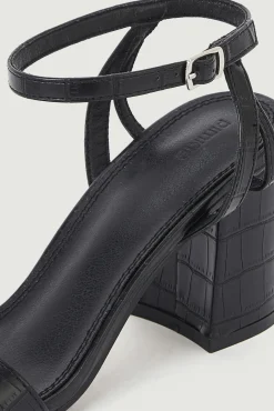 Sandalias De Tacon Efecto Cocodrilo