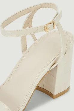 Sandalias De Tacon Efecto Cocodrilo