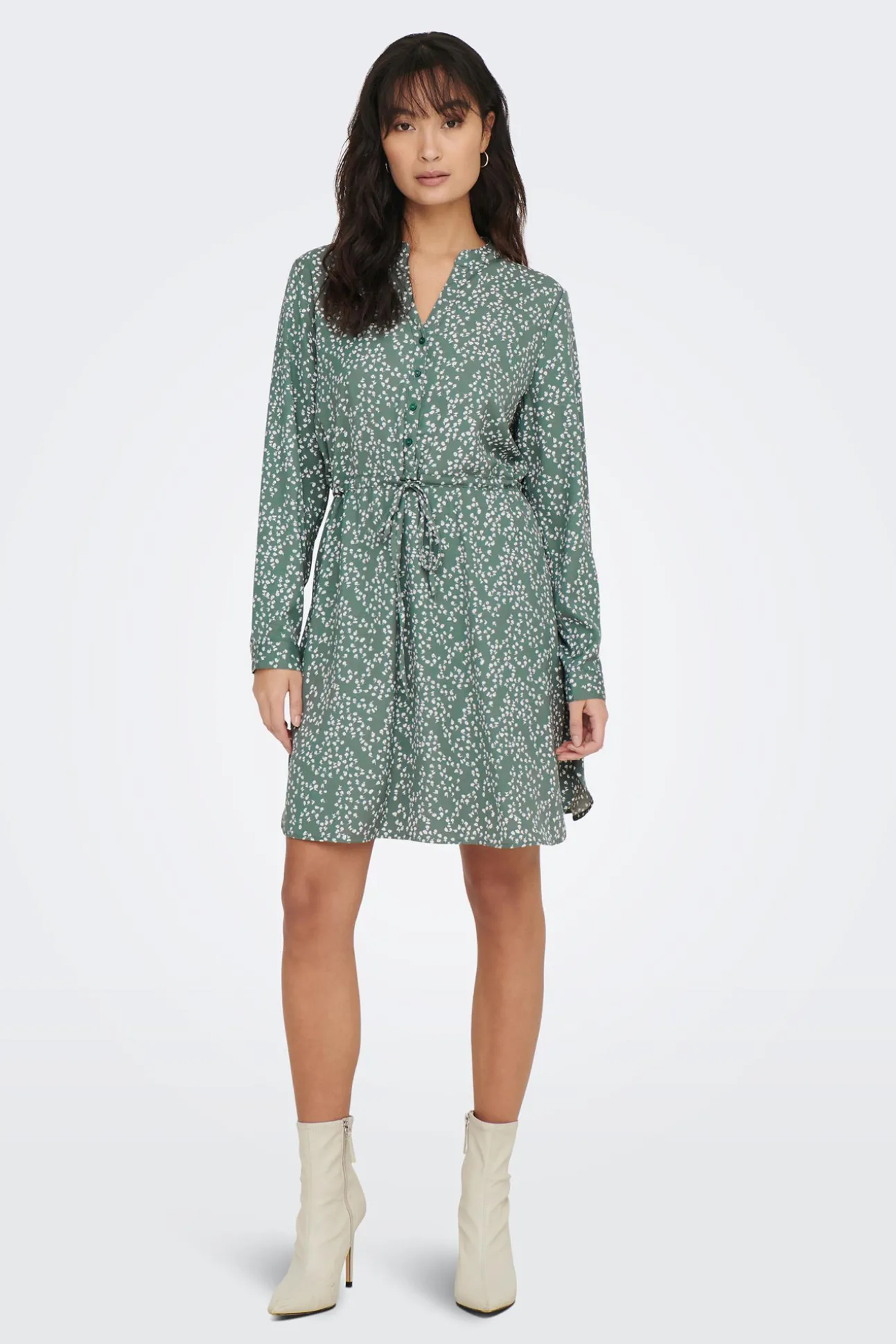 Vestido Botones Escoste Pico