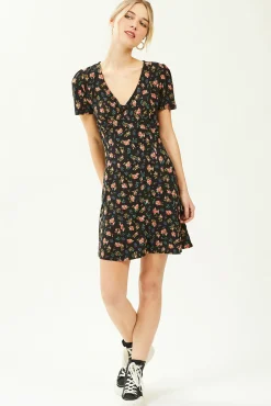 Vestido Corto Con Botones