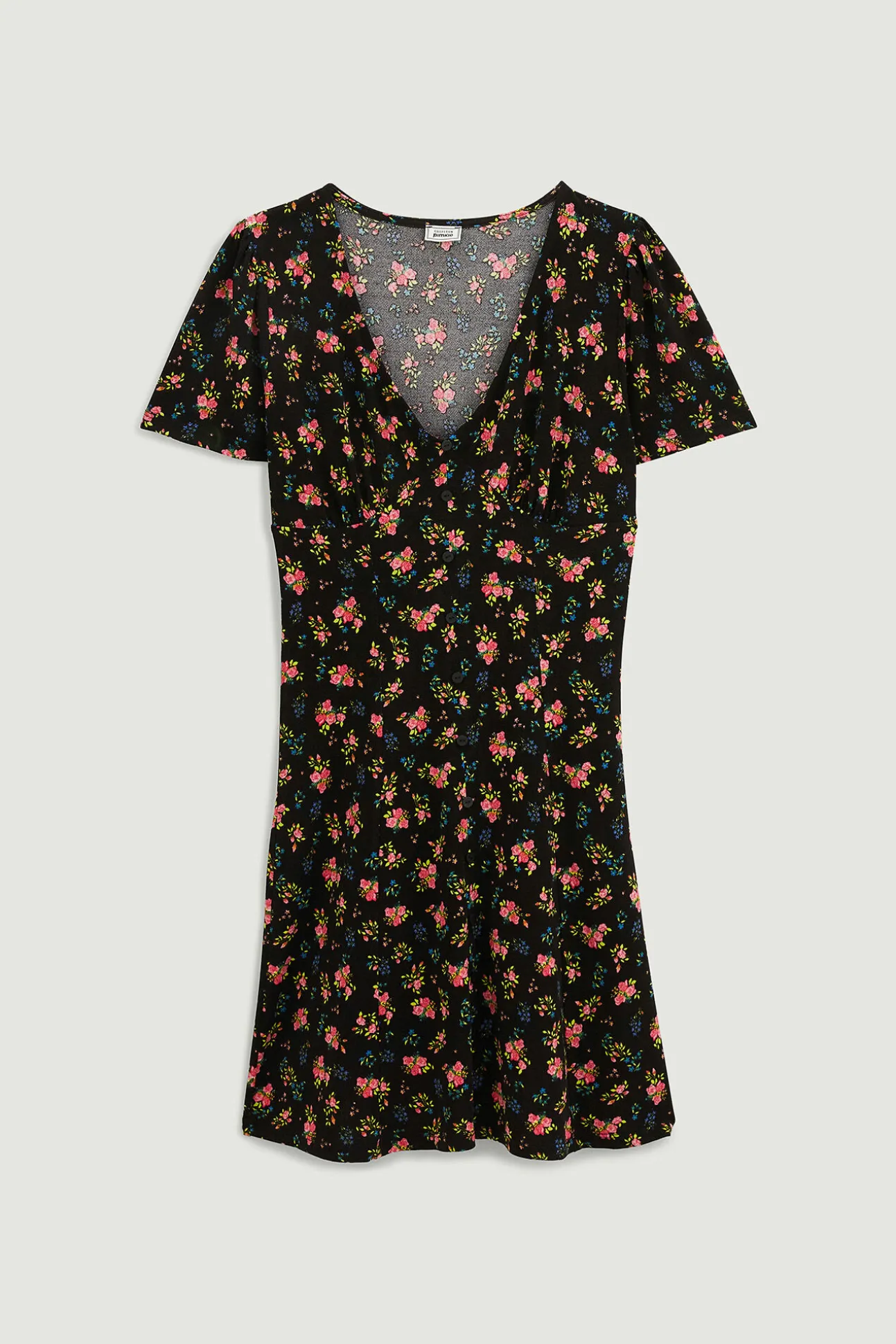 Vestido Corto Con Botones