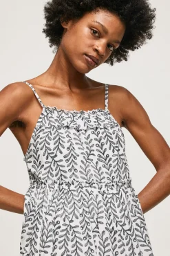 Vestido Corto Con Volumen De Tirantes.