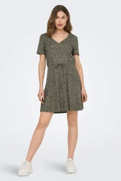 Vestido Corto Corte Regular Cuello En V