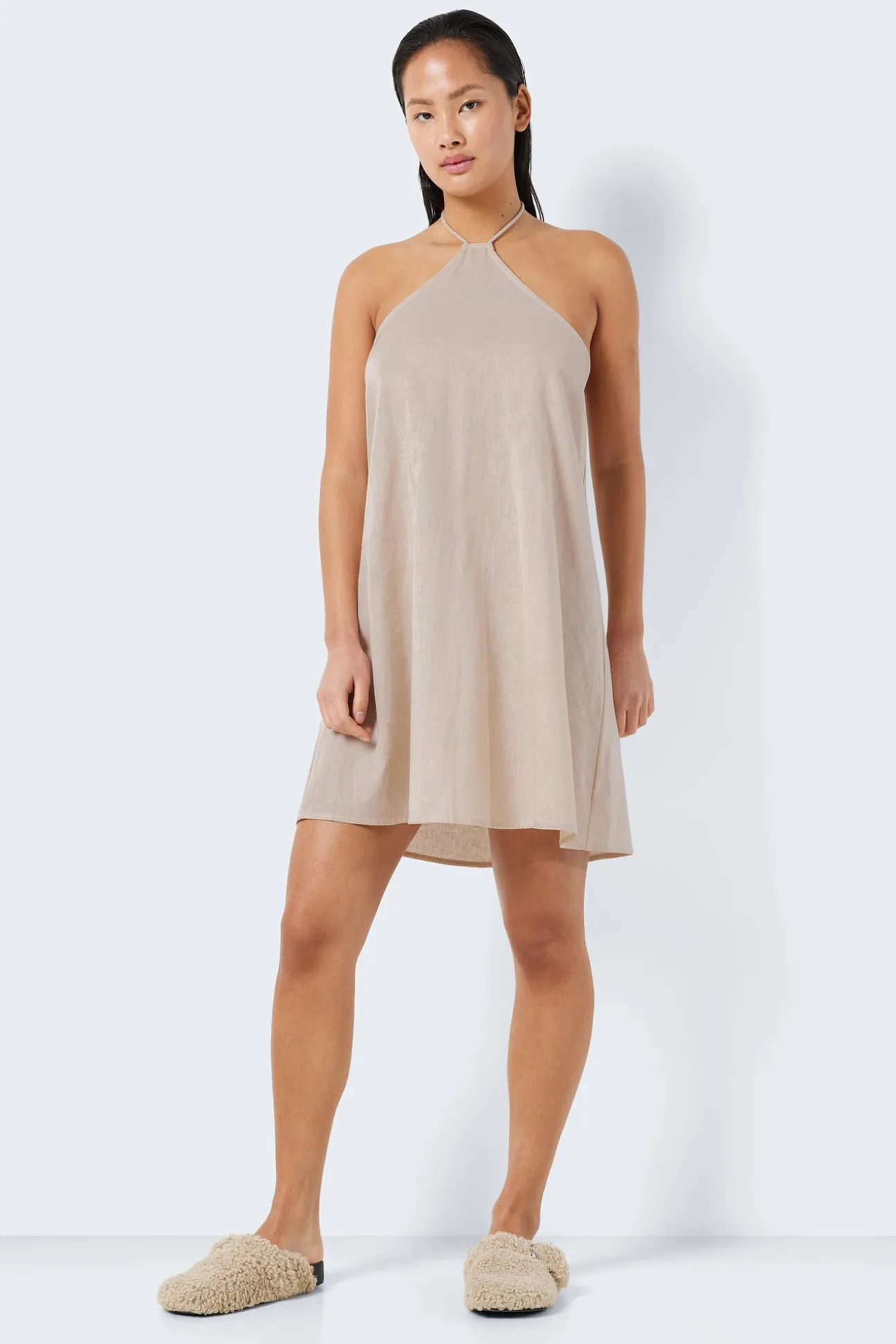 Vestido Corto De Lino