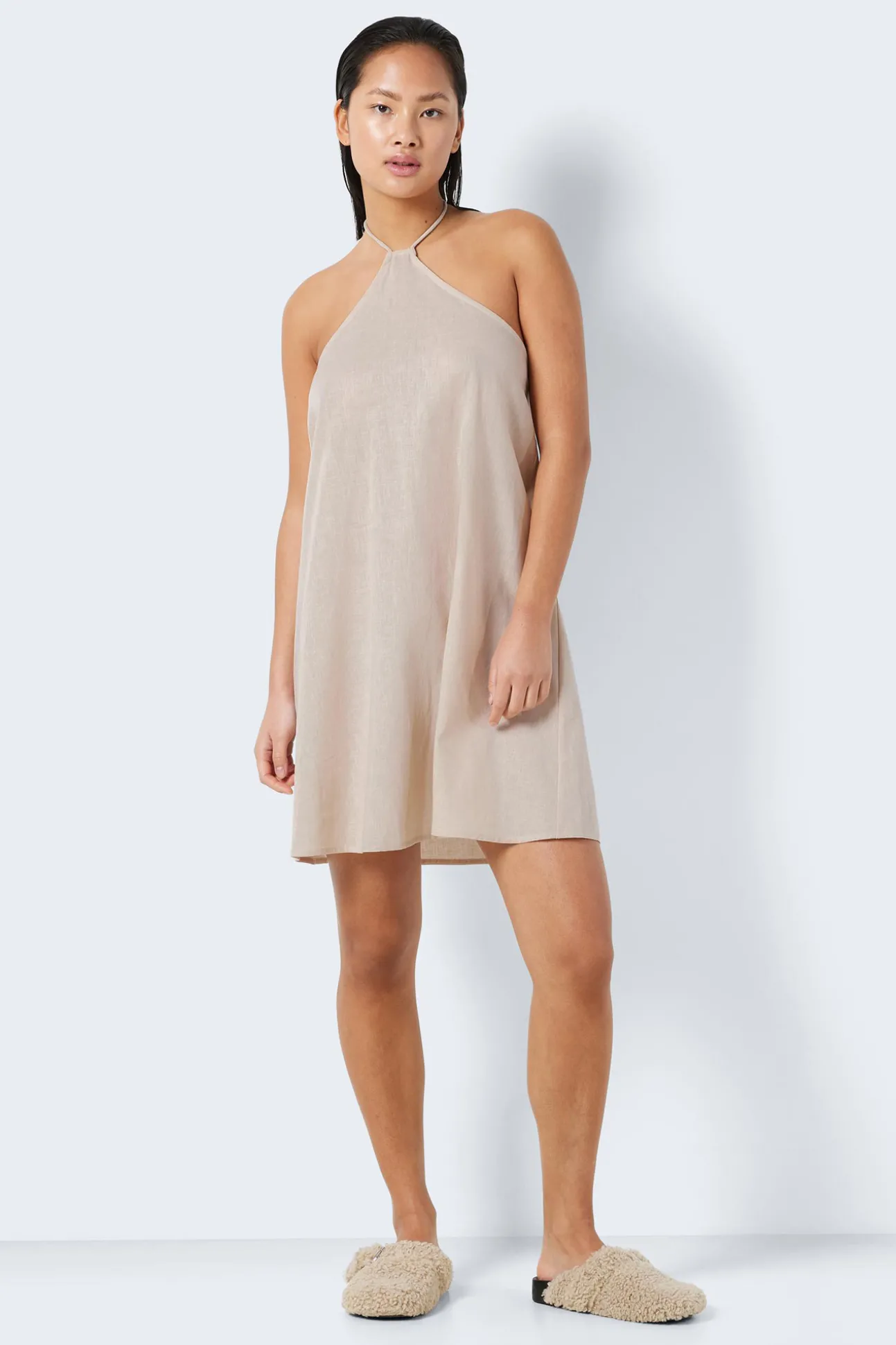 Vestido Corto De Lino