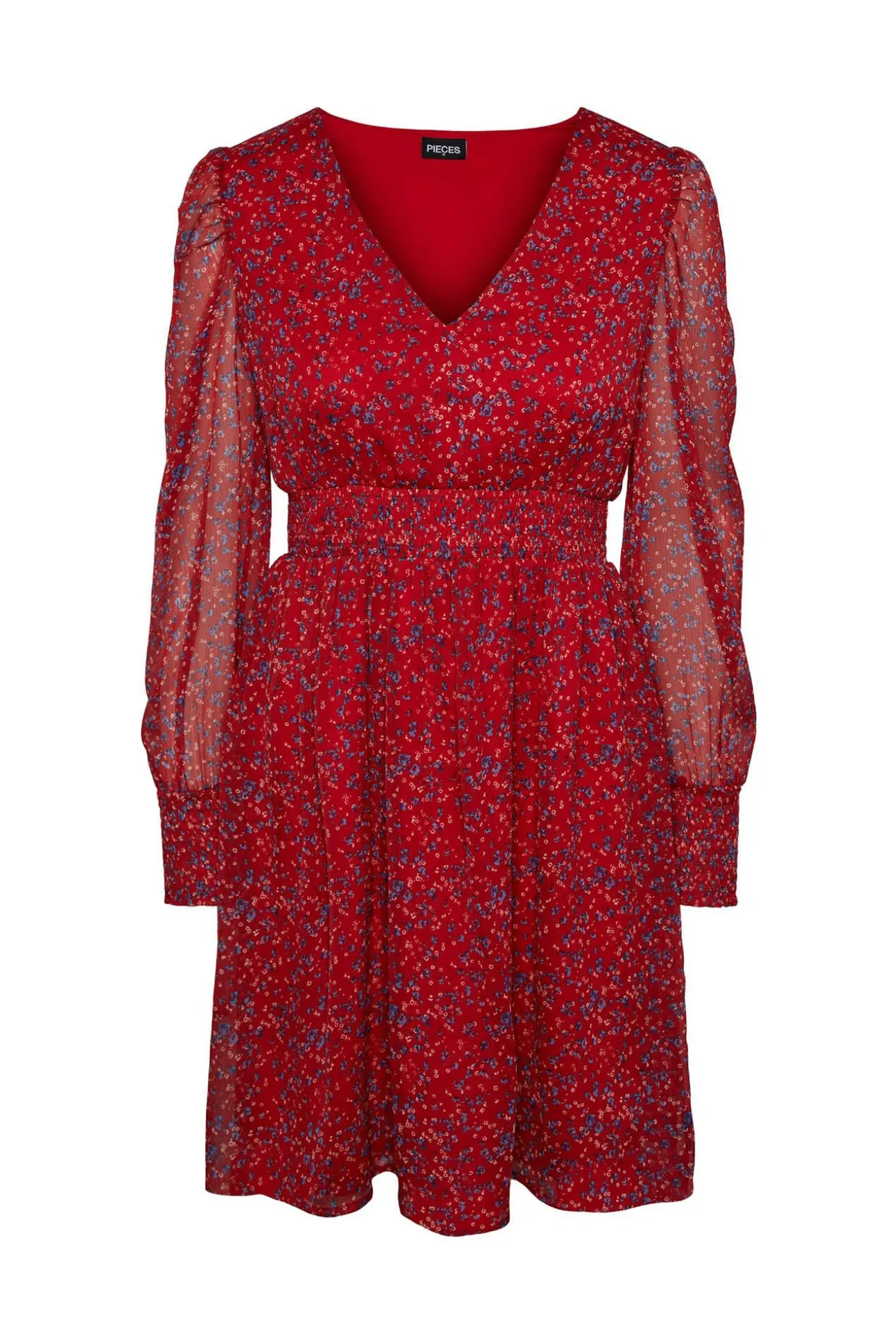 Vestido Corto De Manga Larga Y Con Estampado.