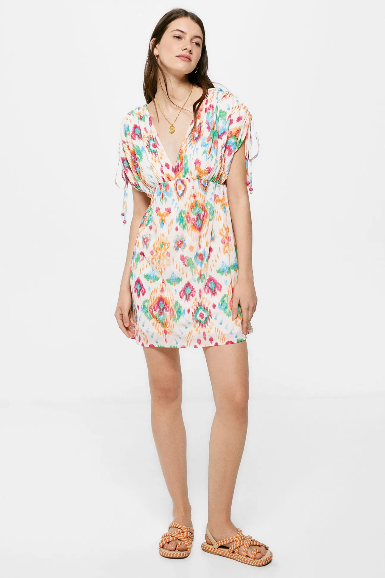 Vestido Corto Estampado Etnico