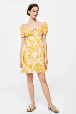 Vestido Corto Estampado Lino Algodon