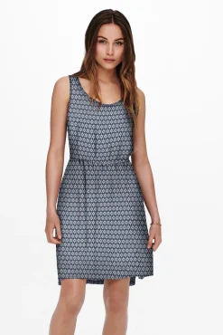 Vestido Corto Estampado Sin Mangas