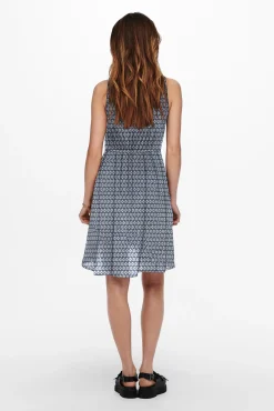 Vestido Corto Estampado Sin Mangas