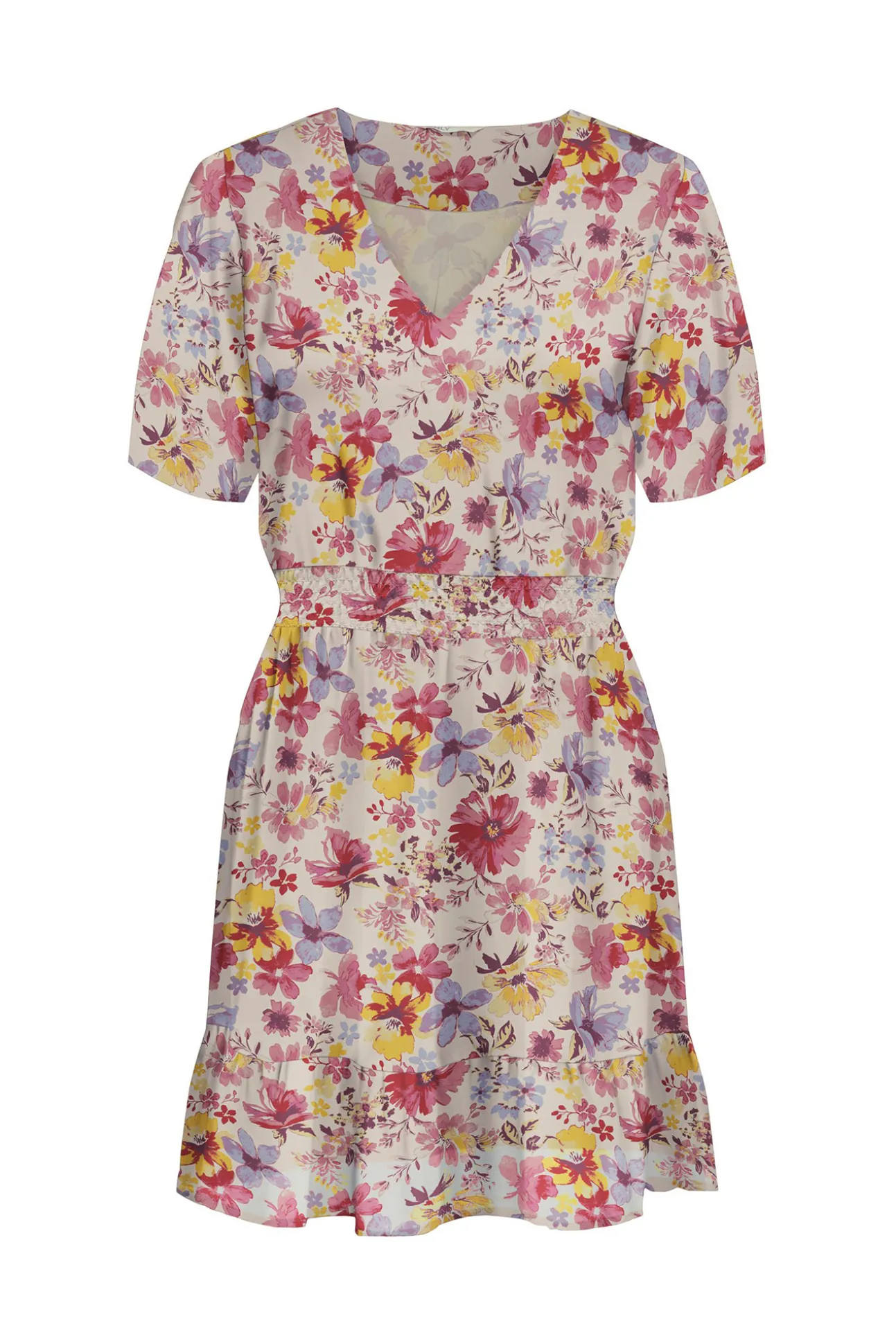 Vestido Corto Manga Corta Fluido