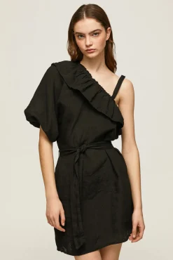 Vestido De Lino Asimetrico.