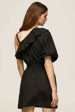 Vestido De Lino Asimetrico.