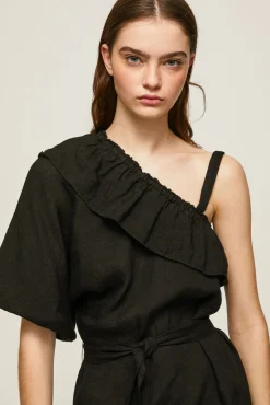 Vestido De Lino Asimetrico.