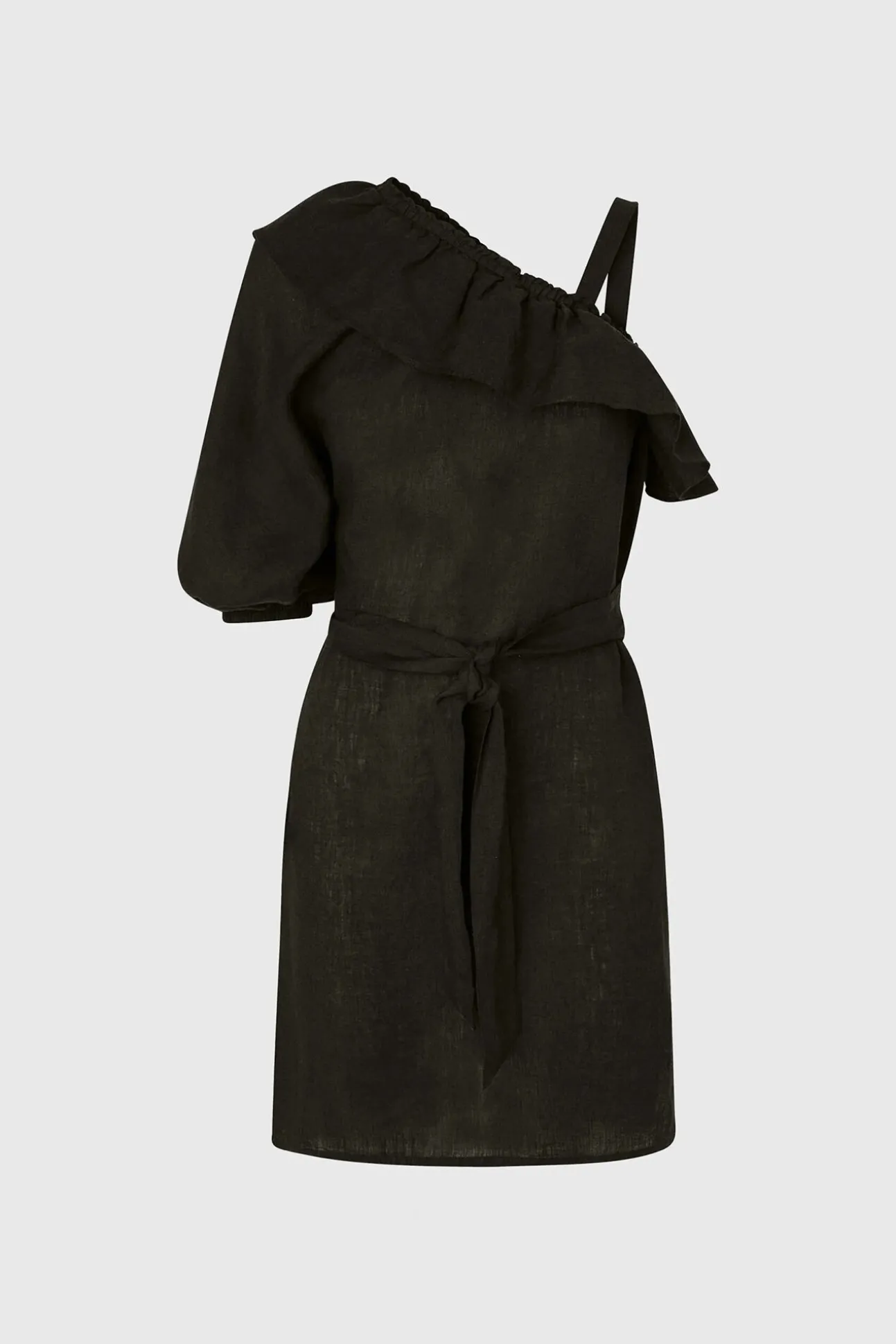 Vestido De Lino Asimetrico.