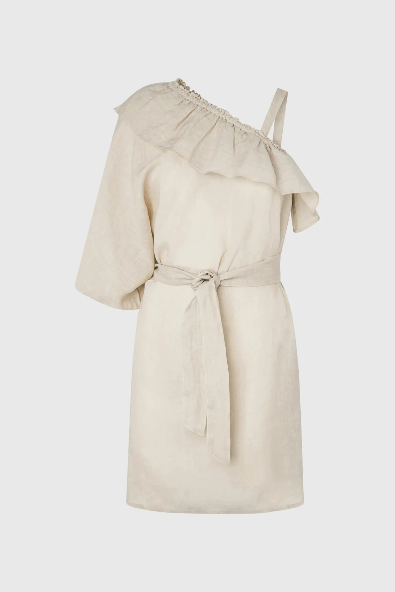Vestido De Lino Asimetrico.