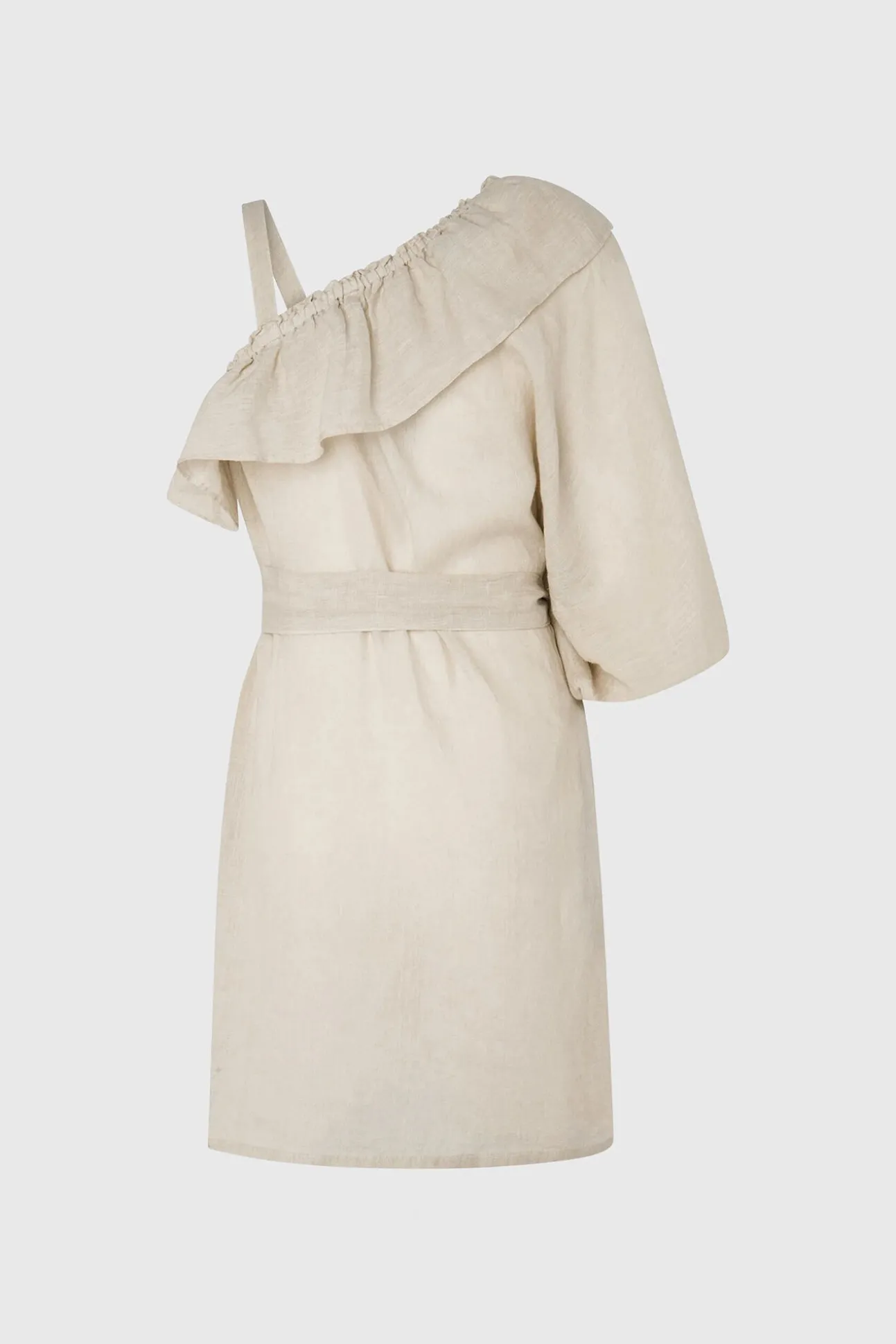 Vestido De Lino Asimetrico.